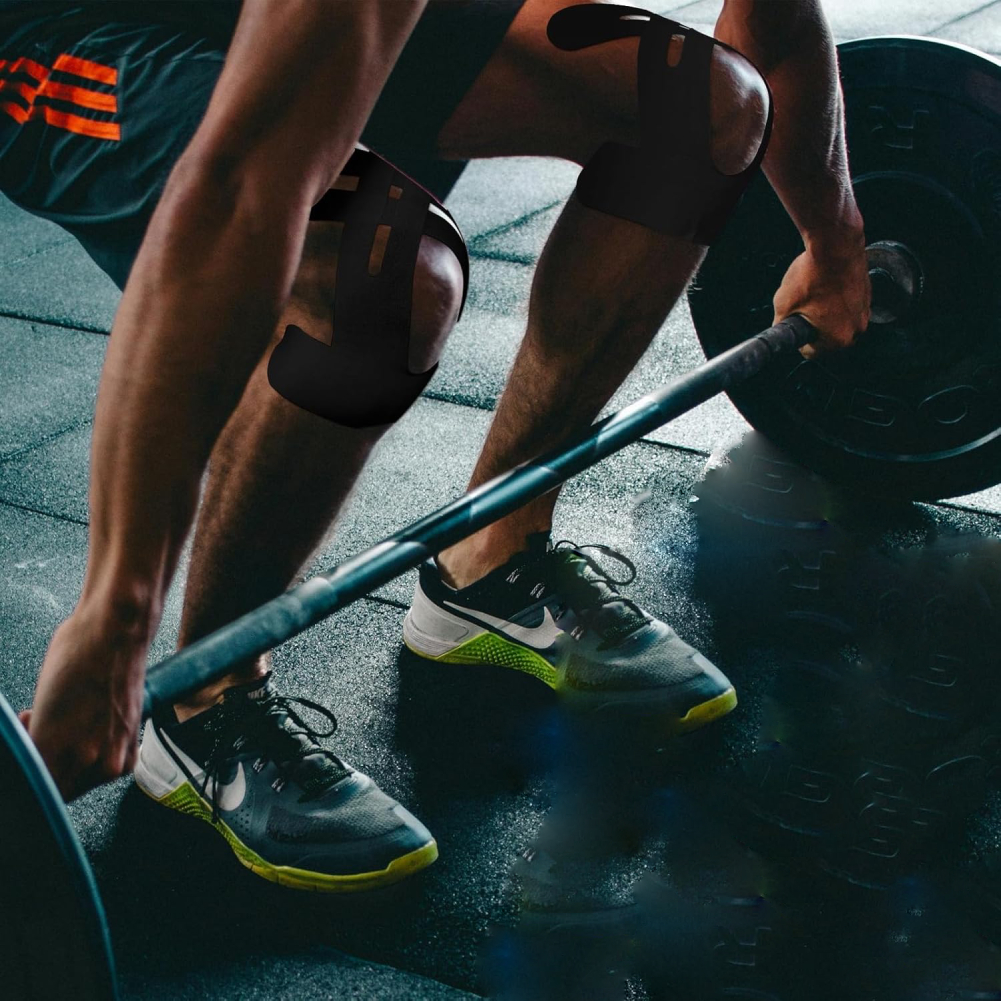 Parche muscular precortado con cinta de kinesiología para rodilla