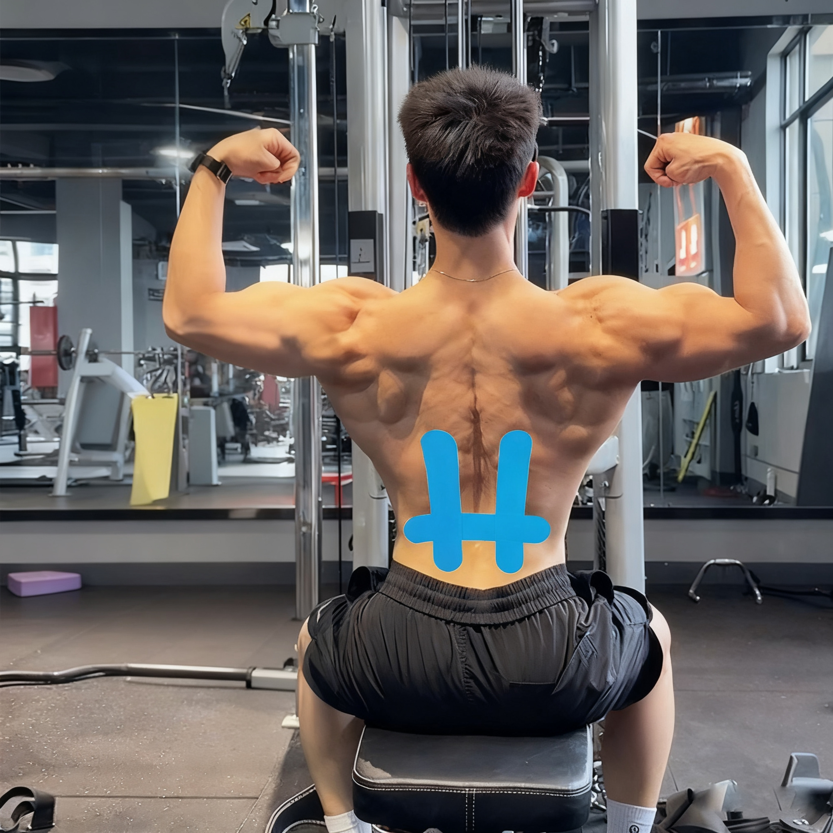 Parche muscular con cinta de kinesiología de forma precortada para la espalda